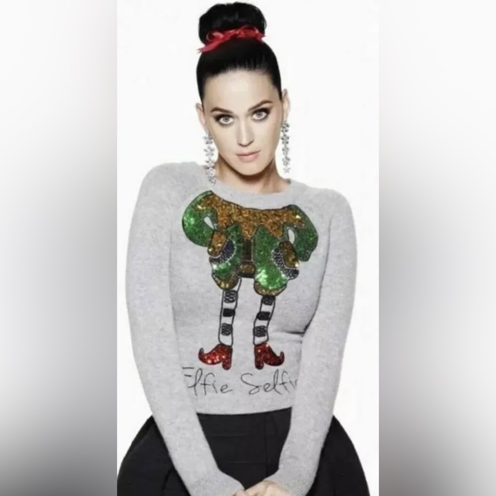 H&m Katy Perry Small Sequin Elfie Selfie Holiday Sweater
